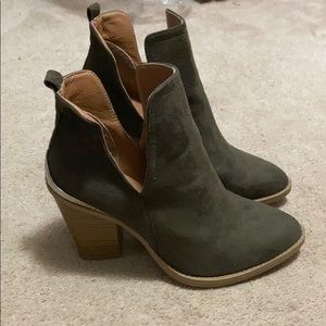 Olive green ankle boots